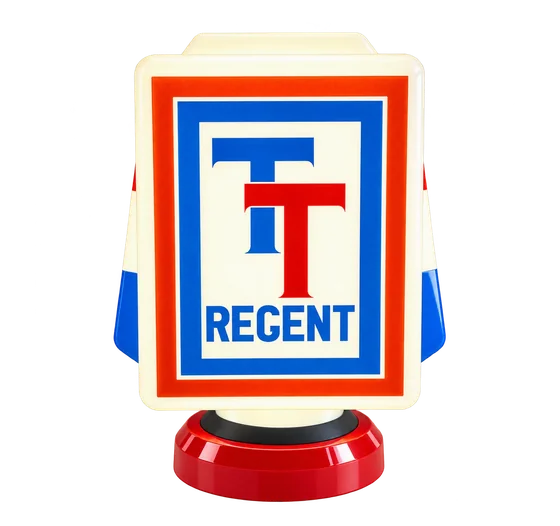 Regent on red petrol pump globe base