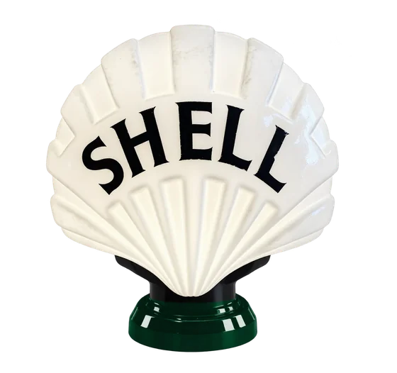 Shell on racing green petrol pump globe base