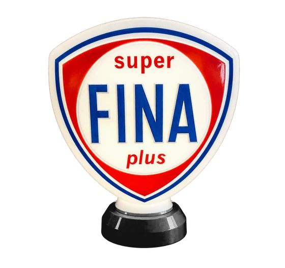 Super Fina on black petrol pump globe base