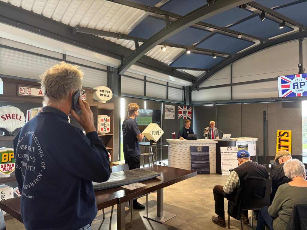 Bidders in the saleroom during a live AP saleroom auction at the BARC Clubhouse, Thruxton Racing Circuit