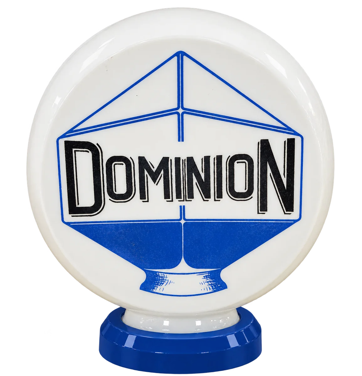 Dominion petrol pump globe on royal blue base